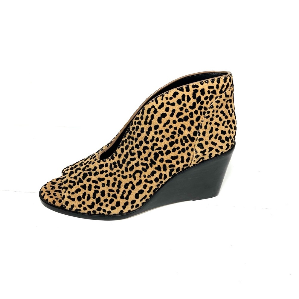 1.State Eren Wedge Booties‎ Women's Size 7.5M Open Toe Leopard Prints.